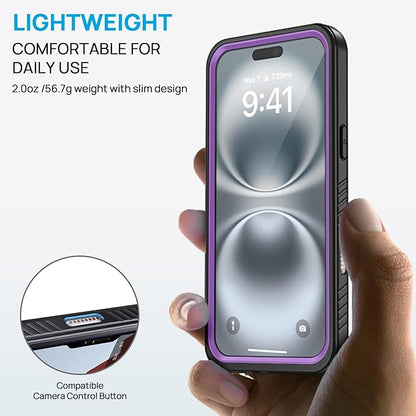 Lanhiem for iPhone 16 Plus Case, IP68 Waterproof Dustproof Shockproof Cases with Built-in Screen Protector, 360 Full Body Heavy Duty Rugged Phone Cover for iPhone 16 Plus - 6.7 inch (Purple)