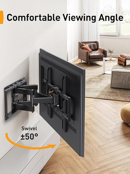 Perlegear UL Listed Full Motion TV Wall Mount for 42-90 inch TVs up to 132 lbs, TV Mount with Dual Articulating Arms, Tool-Free Tilt, Swivel, Extension, Leveling, Max VESA 600x400mm, 16" Studs, PGLF8.
