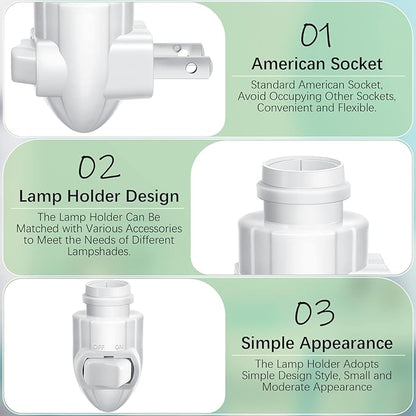 Tuanse 100 Sets Plug in Night Light Module Night Light Base with Shade Mounting Clip Plastic Lights Rotating Base for Making Your Own Decorative (White)