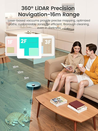 Lefant M3 Max Robot Vacuum, Robot Vacuum and Mop, 20000Pa Suction, Anti-Tangle Brushes, Dual Spinning Mop,Smart Obstacle Avoidance，Self-Emptying&Refilling，Auto Mop Washing&Drying，Gray