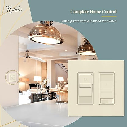 TOPGREENER Digital Dimmer Light Switch for 200W Dimmable LED/CFL Lights, Single Pole Led Slide Dimmer Switch, Neutral Wire Not Required, UL Listed, TGDS1-LA, Light Almond,1 Pack