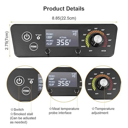 Upgraded Control Board for Pit Boss Wood Pellet Grills, Pit Boss Control Panel Thermometer Controller Replacement Compatible with Pit Boss P7-340/700/1000/540/440FB1 Matte Black with LCD Display