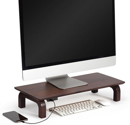 Anji Mountain Monitor Stand - Desktop Organizer & Laptop Riser, Ergonomic Monitor Riser, Space-Saving Monitor Stand for Desk, Durable Construction, Easy Assembly, Ideal for Home & Office,Walnut