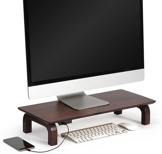 Anji Mountain Monitor Stand - Desktop Organizer & Laptop Riser, Ergonomic Monitor Riser, Space-Saving Monitor Stand for Desk, Durable Construction, Easy Assembly, Ideal for Home & Office,Walnut
