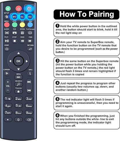 ZWP Replacement Remote Control Compatible for Digistream X2, DX3, DX4, DL4, DX4 Plus, DX5, DX5 Plus superBox, for Thorstream/NetMaster/SuperStream/Stream Android TV Set Top Box