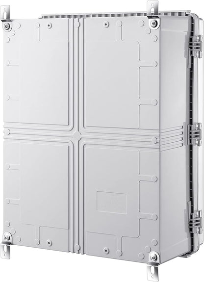 Gratury Junction Box, IP67 Waterproof Plastic Enclosure for Electrical Project, Hinged Grey Cover, Includes Mounting Plate and Wall Bracket (Transparent Cover, 20"×16.1"×7.9")
