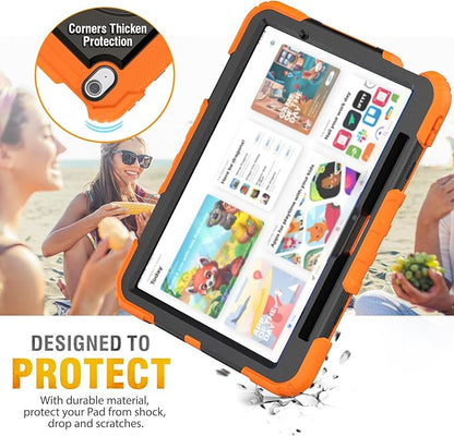 HXCASEAC Case for iPad Air 11 inch (2025 M3 / 2024 M2), Shockproof Design with Pencil Holder/Screen Protector/Rotating Hand Strap, Protective Cover for iPad Air 7th/6th Generation - Orange