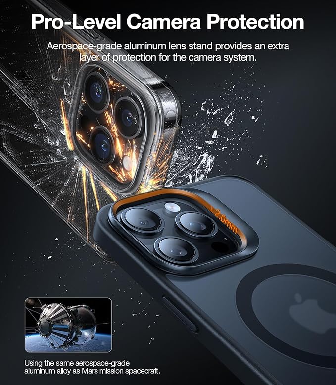 TORRAS for iPhone 15 Pro Max Case, Compatible with MagSafe, Military-Grade Shockproof, Build in Invisible Stand, Magnetic Translucent Slim Hard Back Soft Edge Anti-Scratch, Frost Black