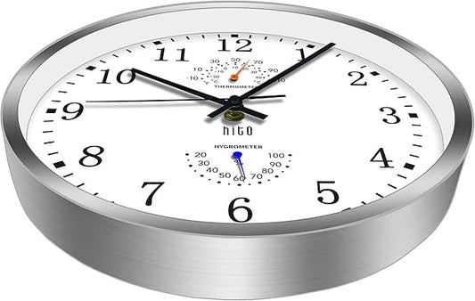 HITO 14 Inch Silent Wall Clock Battery Operated, Large Wall Clock for Living Room Decor, Office, Classroom, Bedroom