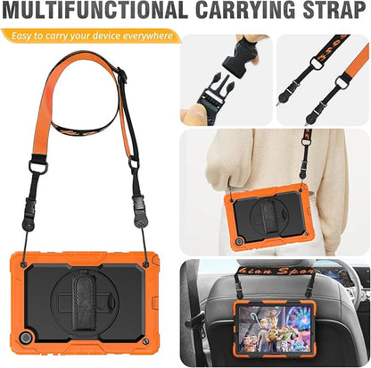 HXCASEAC Case for Samsung Galaxy Tab A8 10.5 inch, Protective with Screen Protector/Hand Strap/Pen Holder, Sturdy Shockproof A8 Tablet Case 2022 SM-X200/X205/X20 - Orange