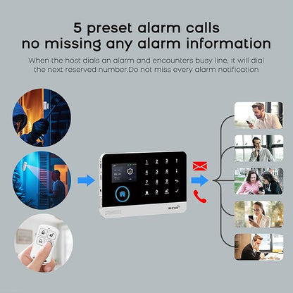 PGST 10 PCS Home Security Systems with LCD Touch Screen,Wireless GSM 4G Burglar Door Open Alarm Systems,120dB Loud Siren,Phone App Control for Villa,Apartment,Home Pets,Kids Safety