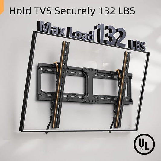 IWORKBOARD 55 65 75 85 inch Tilting TV Wall Mount for 32-90 '' TVs, Low Profile TV Mount Bracket, Safe Lock & Quick Release, Max VESA 600x400mm, 24 inch Studs,132 lbs, Fit Most 55+ 75+ 85+ 86 TVs