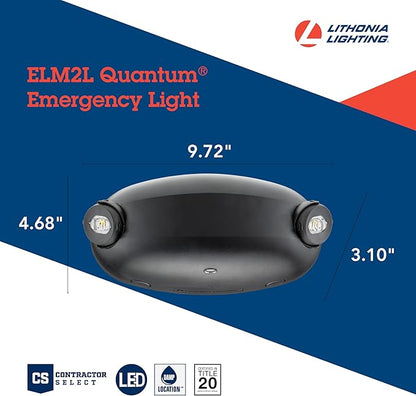 Lithonia Lighting ELM2L B M12 Quantum LED Emergency Light, Manual Testing, 220 Lumens, Black