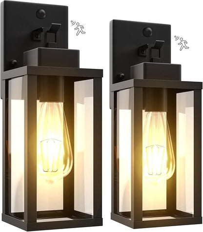 Kainozoic Motion Sensor Dawn to Dusk Outdoor Sensor Light Fixture Anti-Rust Exterior Wall Lighting Waterproof Outdoor Wall Lantern for Porch Patio Front Door Garage - 2 Pack