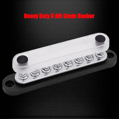 8 x M5 (#10) Studs Power Distribution Block Bus Bar 12V, Ampper 5.9" HD 120A Marine BusBar Battery Distribution Block W/Cover for Car Boat Solar (Black)