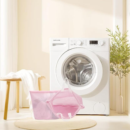 Guozcaray 2 Pcs laundry bag with handles mesh laundry bags washing machine laundry totes travel storage and sorting bag for Clothes laundry bag for delicates(Pink2N)
