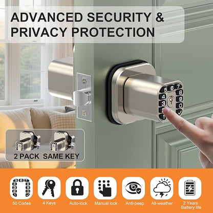 Richelock IU52 Double-Sided Keypad Door Lock, All-Weather, Fully Waterproof Keyless Entry with Dual-Sided Programmable Codes, Same Key Both Sides for Outdoor, Indoor, Gate & Fence