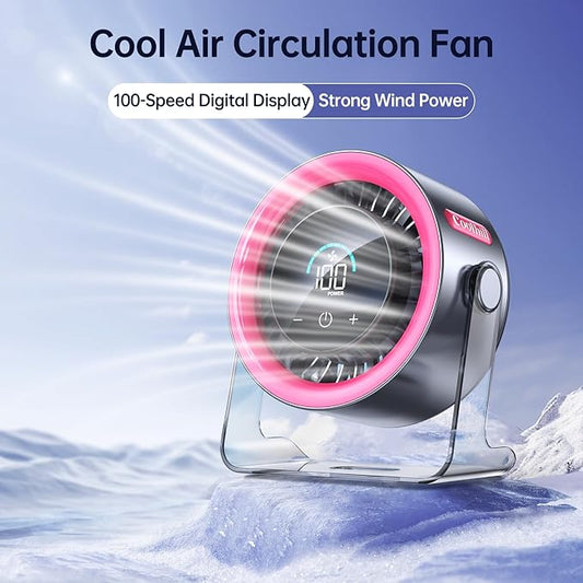 Coolhill Handheld Portable Fan with Ice Cooler: 100-Speed 5500mAh Rechargeable Handheld Fan, 12H Time Hand Cooling Personal Fans with 20000 RPM Air Turbo Tech for Travel Outdoor (Pink)
