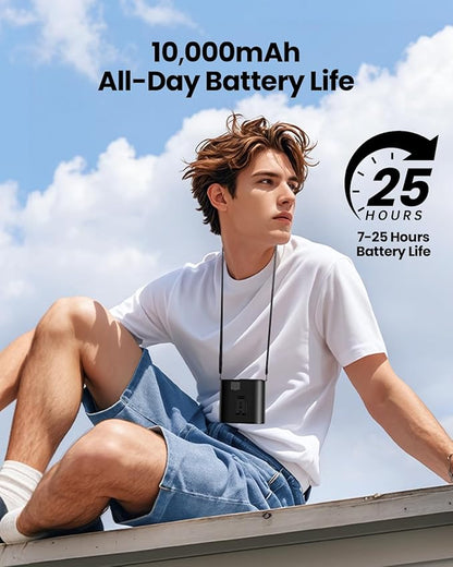 Portable Waist Fan,10 Speeds Personal Fan Clip On Fans for Shirt,10000mAh Rechargeable Neck Fans With LED Display, 3 Lights Mode Wearable Belt Fans for Men Women Gifts Outdoor, Camping, Travel, Beach