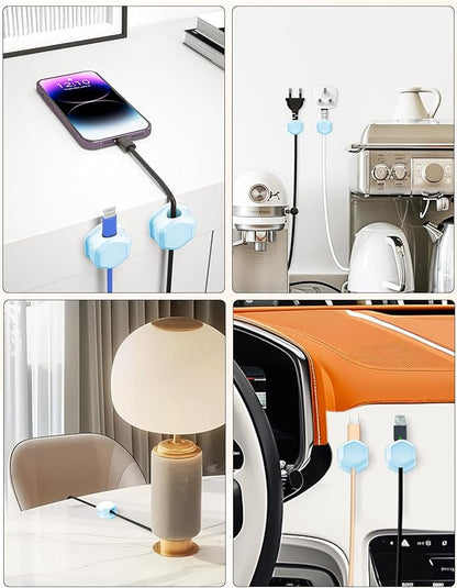 8 Pack Cord Organizer - Cord Holder for Nightstand - Cable Clips - Magnetic Cord Organizer, for Desk, Nightstand, Phone Charger, Computer, Home, Office, Car