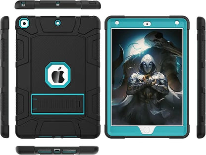 Rantice iPad 9th Generation Case, iPad 8th Generation Case, iPad 7th Generation Case, Hybrid Shockproof Rugged Drop Protection Cover with Kickstand for iPad 10.2'' 2021/2020/2019 (Black + Dark Blue)