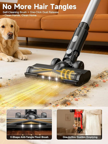 60KPa Cordless Vacuum Cleaner for Home, 700W Brushless Motor Handheld Vacuum, Dual 8000mAh Batteries, Up to 70-Min Runtime, 2L Dust Cup, LED Display, Anti-Tangle for Pet Hair, Carpet & Hardwood Floors