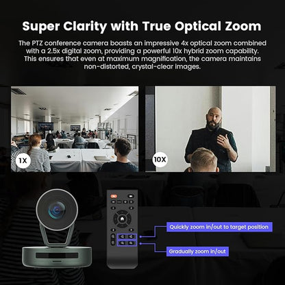 NEARITY 2K Conference Room Camera System, 2X Scalable Conference Speakerphones, POE Daisy Chain, Noise Suppression, PTZ Webcam w/Optical Zoom for Video Conferencing/Streaming in Small to Medium Rooms