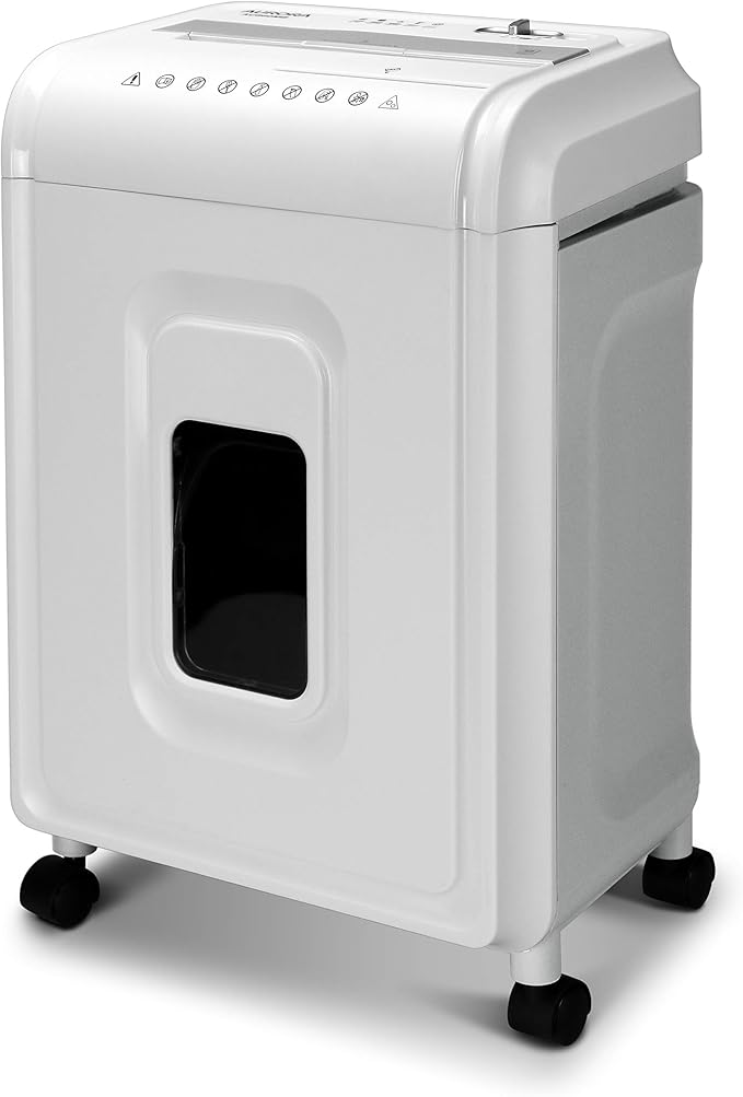 Aurora High-Security 8-Sheet Micro-Cut Paper, CD/DVD and Credit Card Shredder, White/Gray