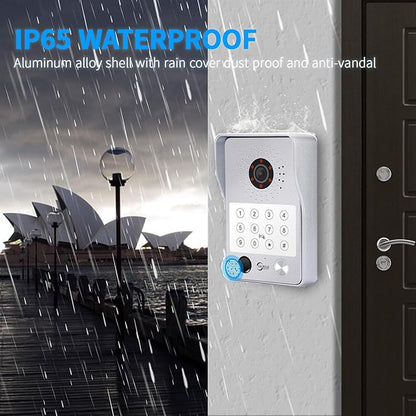 Wired Video Door Phone Apartment Intercom System,7 Inch Touch Monitor with 1080P HD Camera Doorbell,Supporting 5 in 1 Unlocking,Minitoring Motion Detecting for Home Villa,Tuya (2 doorbell + 1 monitor)