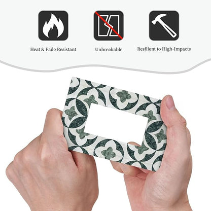 Bvtewkhz Green Luxury Modern Cubic Marble 1 Gang Single Rocker Decorative Light Switch Covers Electrical Faceplate Switch Plates for Bathroom Kitchen Home