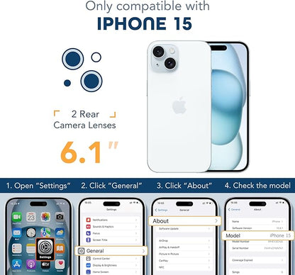 Magnetic for iPhone 15 Case, Compatible with MagSafe, Built-in Privacy Screen Protector and Camera Protection, Anti Spy Full Body Dustproof Shockproof Hard Phone Case 6.1", Sky Blue