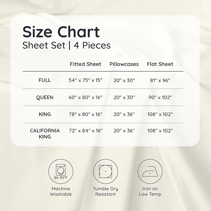 Bambaw 100% Viscose Derived from Bamboo Sheets California King Size – 4pcs Deep Pocket Cooling Sheets, Fits Up to 16'', Buttery Soft & Luxury California King Set (Sea Glass)