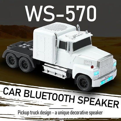 WSTER American Truck Bluetooth Speaker with HD Sound, TWS Pairing, LED Party Light, Operation Panel, Built-in Mic, Portable Car Model Speaker for Parties, Beach, Outdoor Activities (White)