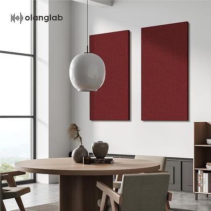 Olanglab Acoustic Panels 2 Pack, 48''x24'' Large Sound Panels, Fabric Wrapped Sound Proof Foam Panels for Walls, Sound Absorbing Panels for Recording Studio Acoustical Treatments (Burgundy)