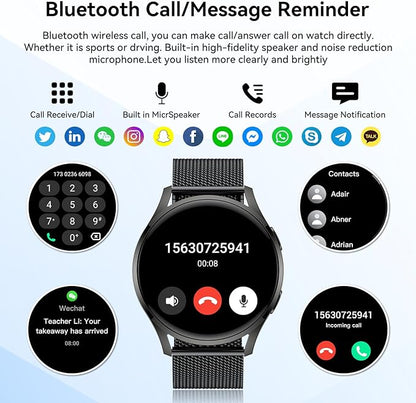 Smart Watch for Men Women Fitness: Waterproof Make/Answer Call Smart Watches for Men Digital Mens Watches Running Step Tracker Smartwatch Android Phones iPhone Samsung Compatible Heart Rate Monitor