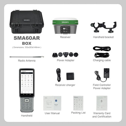 SMA60 AR Visual Photogrammetry RTK GNSS Survey System | Dual Cameras for AR Stakeout & Image Measurement, OLED Display, 60° Tilt, IP68, 4G UHF WiFi Bluetooth, High Precision Land Survey Equipment