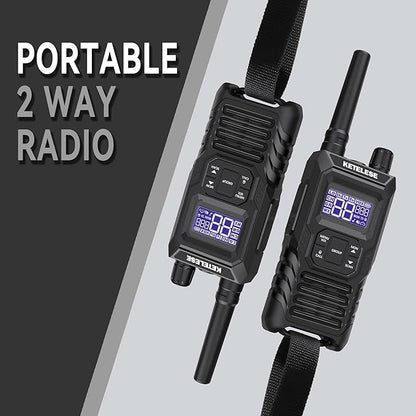 Ketelese T4 Walkie Talkies Long Range, IP67 Waterproof Dustproof Two Way Radio, Walkie Talkie Earpiece with Mic for Adult, USB, NOAA, VOX, Group Call, PTT(Black/ 2Pack)