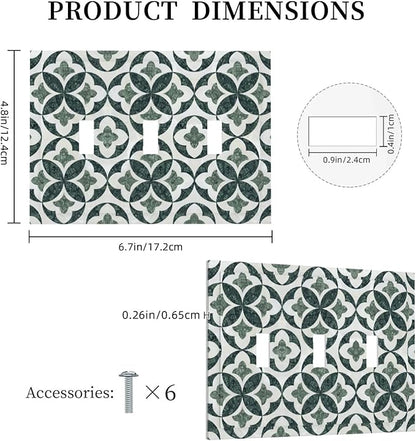 Bvtewkhz Green Luxury Modern Cubic Marble 3 Gang Triple Toggle Decorative Light Switch Covers Electrical Faceplate Switch Plates For Bathroom Kitchen Home