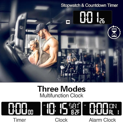 XREXS 16.5 in Large Display Wall Clock with Temperature/Date/Week, LED Big Digital Timer Clock with Remote Control, Alarm Clock for Home and Office, Auto-dimming