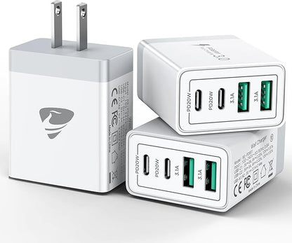 USB C Wall Charger Block 3-Pack, Aiminu 40W 4-Port PD Power Delivery Fast Type C Charging Block Plug Adapter for iPhone 15 14 13 12 11 Pro Max, XS/XR/X, iPad, Android Phones Charger Cube
