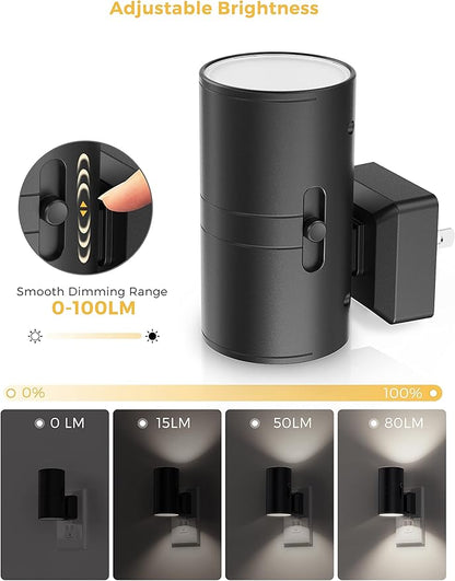 L LOHAS LED Night Light, Bright Wall Plug Night Light, 5000K Daylight White, Dimmable with Light Sensor, Decorative for Hallway, Bathroom, Kitchen, 4 Pack