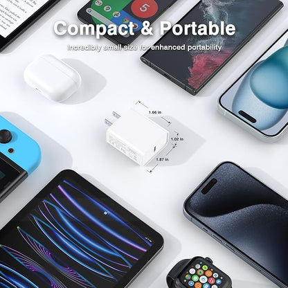30W USB C Charger, 2 Pack Wall Fast Charger Block Power Adapter Charging Cube Compatible with iPhone 16/Pro/Pro Max/Plus/15/14/13/12, iPad Air, AirPods 4/3/2/Pro, Apple Watch 10/Ultra 2, Galaxy