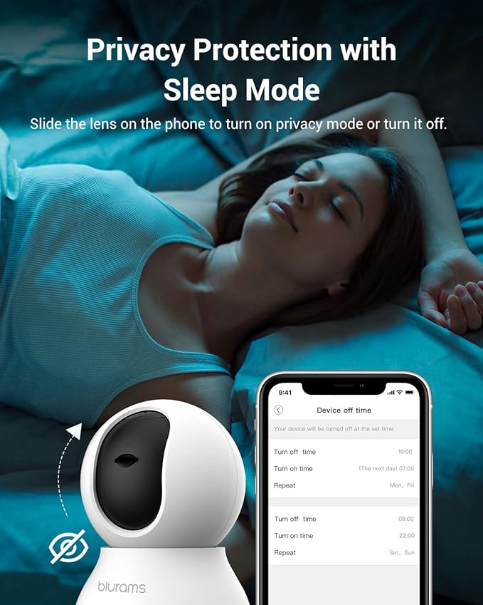 blurams Security Camera 2K, Baby Monitor Dog Camera 360-degree for Home Security (White-2Pack)