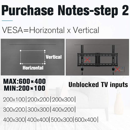 Mounting Dream TV Wall Mount for 37-70 Inch Flat Screen TV - Tilting, Low Profile Space Saving - Max VESA 600 x 400, 132lbs MD2868-LK