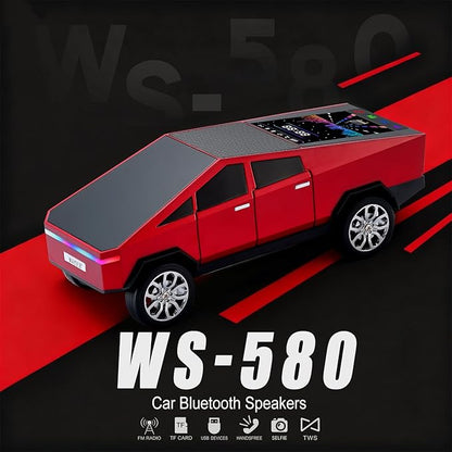WSTER Portable Car Model Bluetooth Speaker with HD Stereo Sound, TWS Dual Pairing, LED Display, Truck-Style Wireless Speaker for Home, Office, Gaming & Collectible Display (RED)