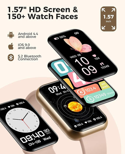 Smart Watch Fitness Tracker (Answer/Make Call), 24/7 Heart Rate Spo2 Blood Pressure Monitor Sleep Tracker, 114 Sports Modes Pedometer Calorie Step Tracker, Waterproof Activity Tracker for Women