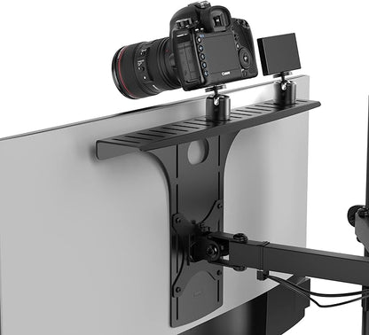 HumanCentric DSLR Monitor Mount Large, Desk Camera Mounting, Light Webcam, Microphone Shelf for Monitor VESA Arm, Replace Clamp Tripods, 100x100mm Patterns, Aluminum, Hardware Included