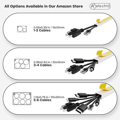 A+ ELECTRIC 315" Cable Hider, Wire Cover, Cables Raceway for Cord Hide, Long, Large, White and paintable Cords Cover Concealer Conduit Channel, TV, Ethernet Molding Electrical Wires Management Kit