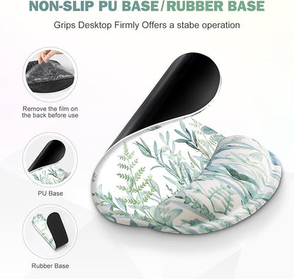 ToLuLu Desk Mat, XXL Large Mouse Pad Wrist Support Set，4 in1 Gaming Mousepad Desk Pad+ Ergonomic Mouse Pad with Wrist Rest + Keyboard Wrist Rest+Coaster for Home Office Computer Table, Green Grass