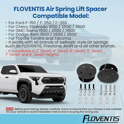 FLOVENTIS 2" Angled Air Helper Spring Spacer, Heavy-Duty Steel Compatible with Ford F150/F250/F350, Chevy, GMC, Ram, Toyota Air Springs Lift Spacer (7X1273)